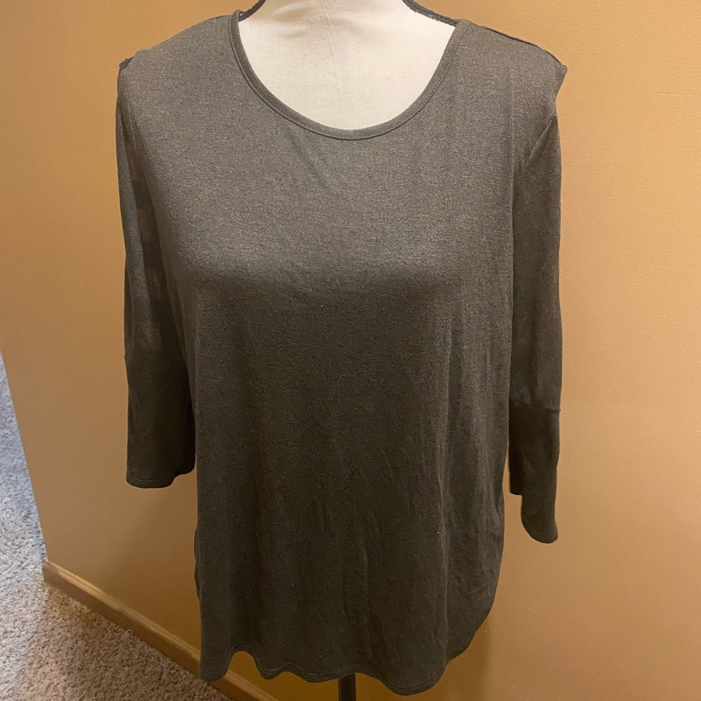 IZ Byer dark green rayon cutout sleeves top shirt sz XL